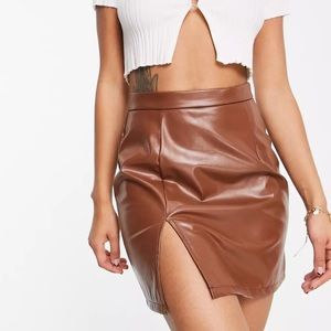 NWOT ASOS NaaNaa Mini Skirt with Slit in Brown‎